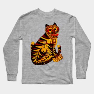 Korean Folk Art Happy Tiger Long Sleeve T-Shirt